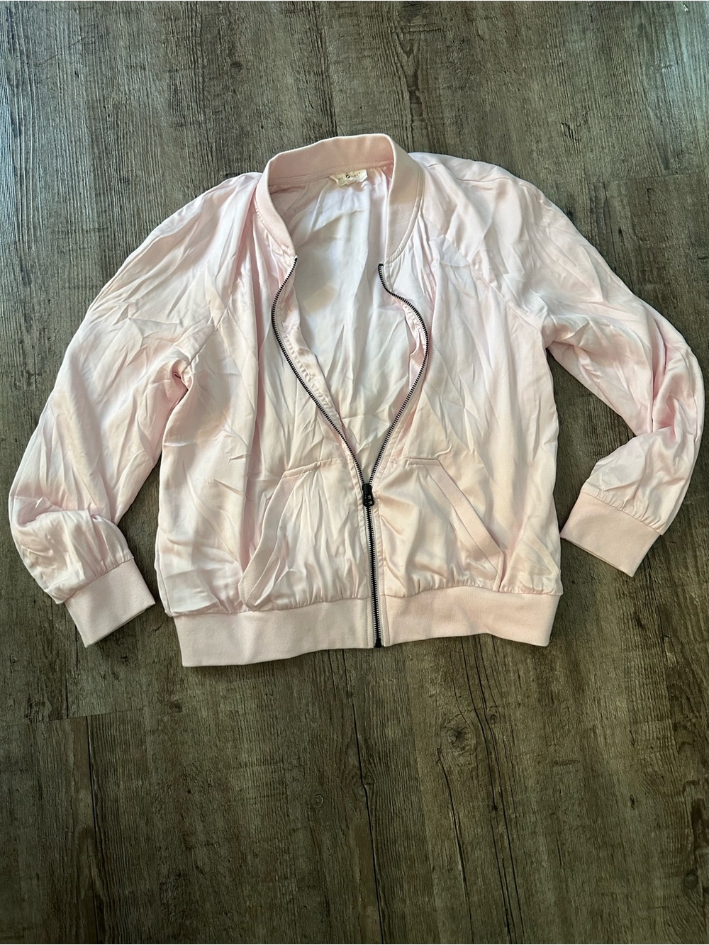 Lou & Grey Coquette Soft Pastel Pink Bomber Jacket Full Zip NWT Size S